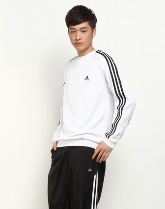 阿迪达斯 男款白色长袖套头衫