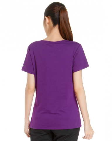 女款休闲圆领紫色短袖t恤