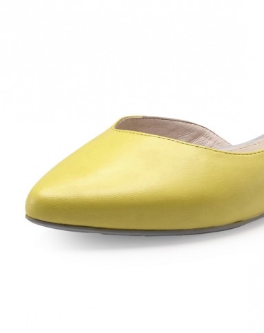 莱尔斯丹le saunda 2015新品尝鲜价黄色时尚舒适杏头中空浅口单鞋