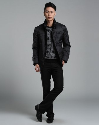 海螺 男士黑色商务休闲羽绒服