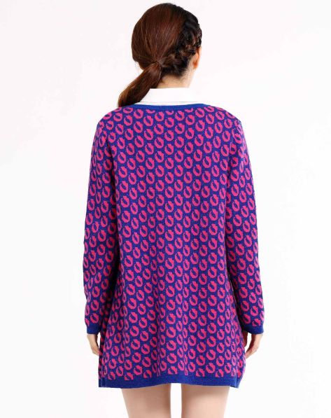 格尔<em>羊绒</em>男女混合专场粉色优雅<em>中长羊绒开衫</em>-