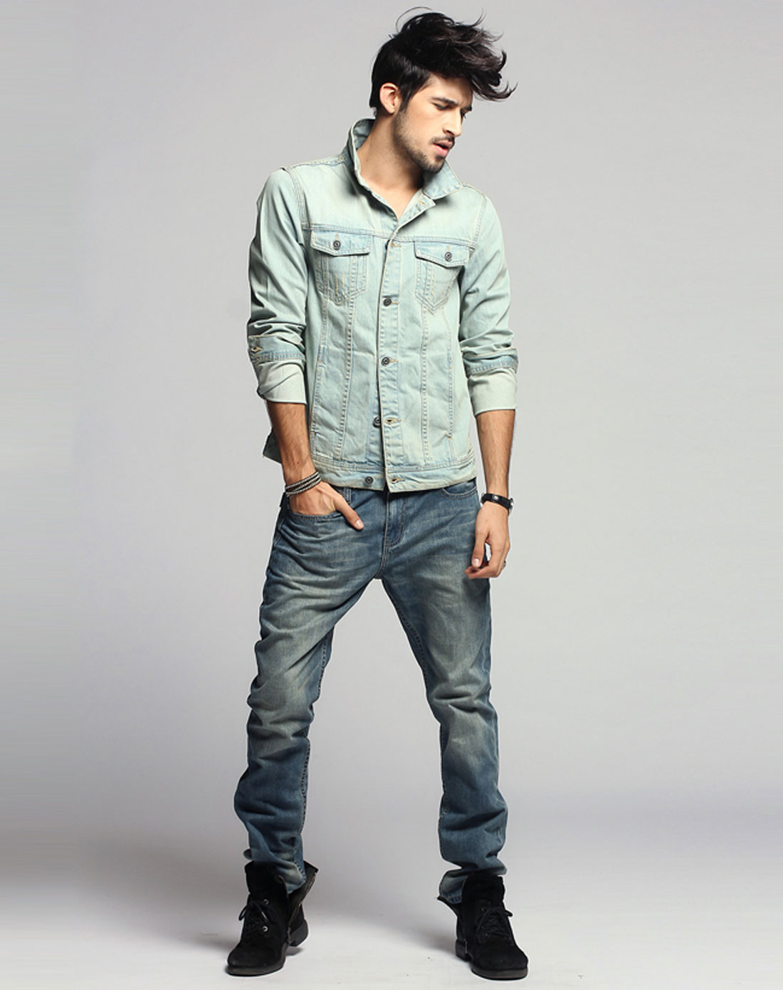 经典复古水洗牛仔夹克