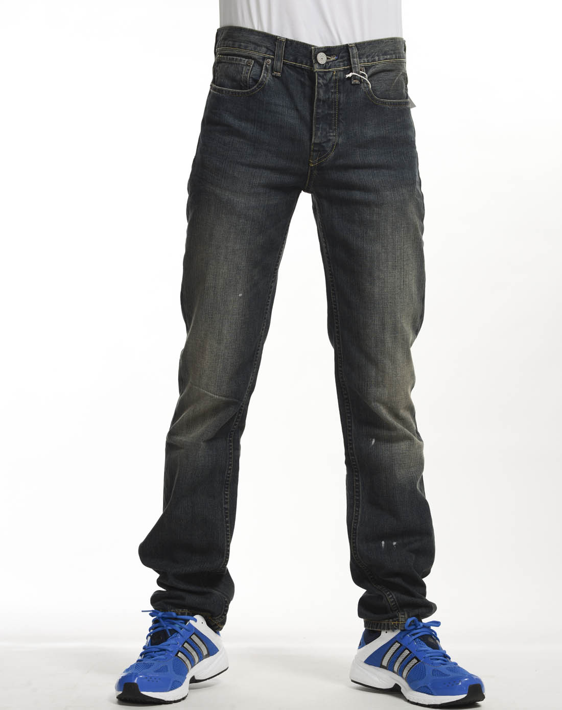 阿迪达斯adidas 男子黑灰色牛仔裤