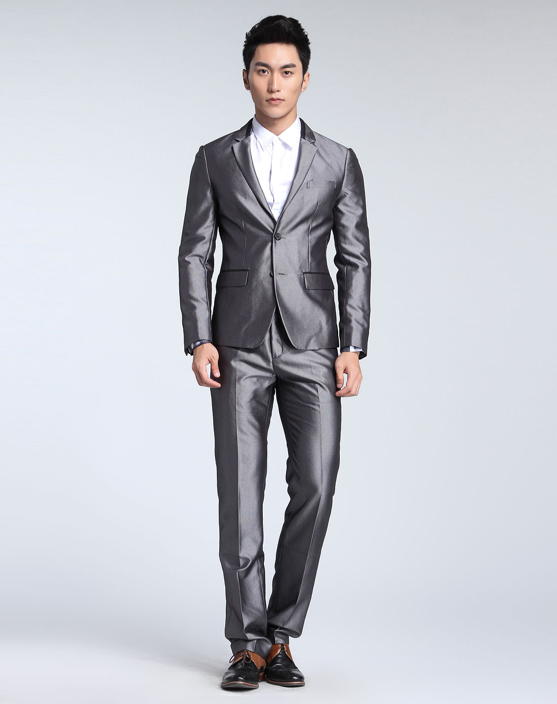 商务绅士银灰色长袖西装外套