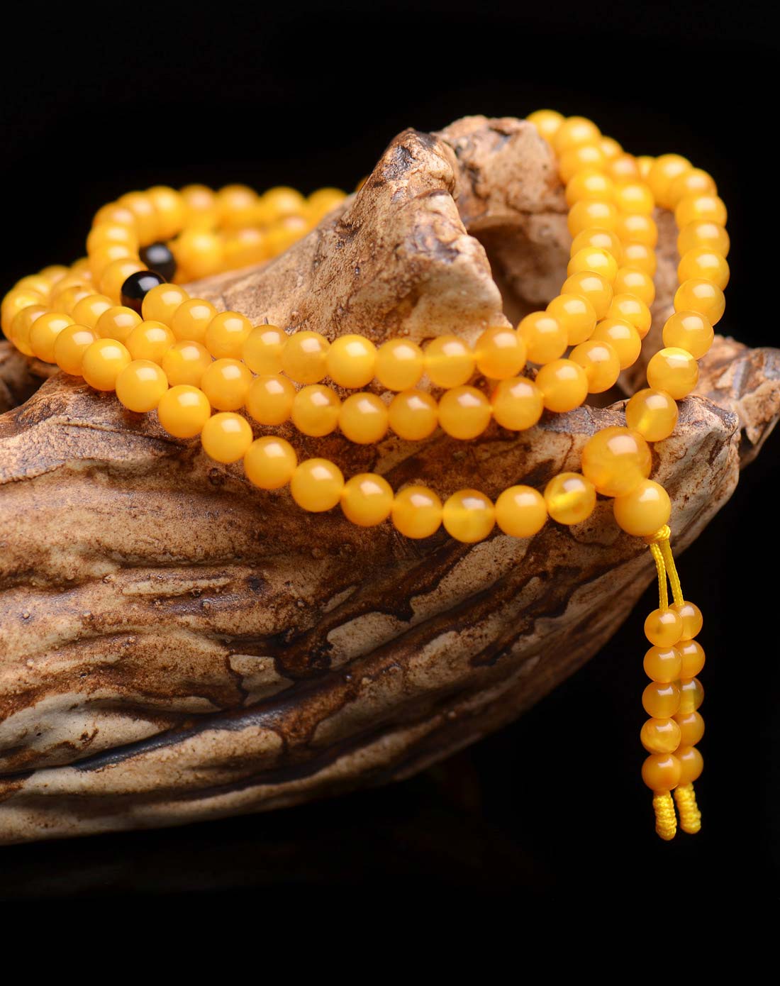 炫夜珠宝 天然波罗的海琥珀 老蜜蜡108佛珠手链 6mm