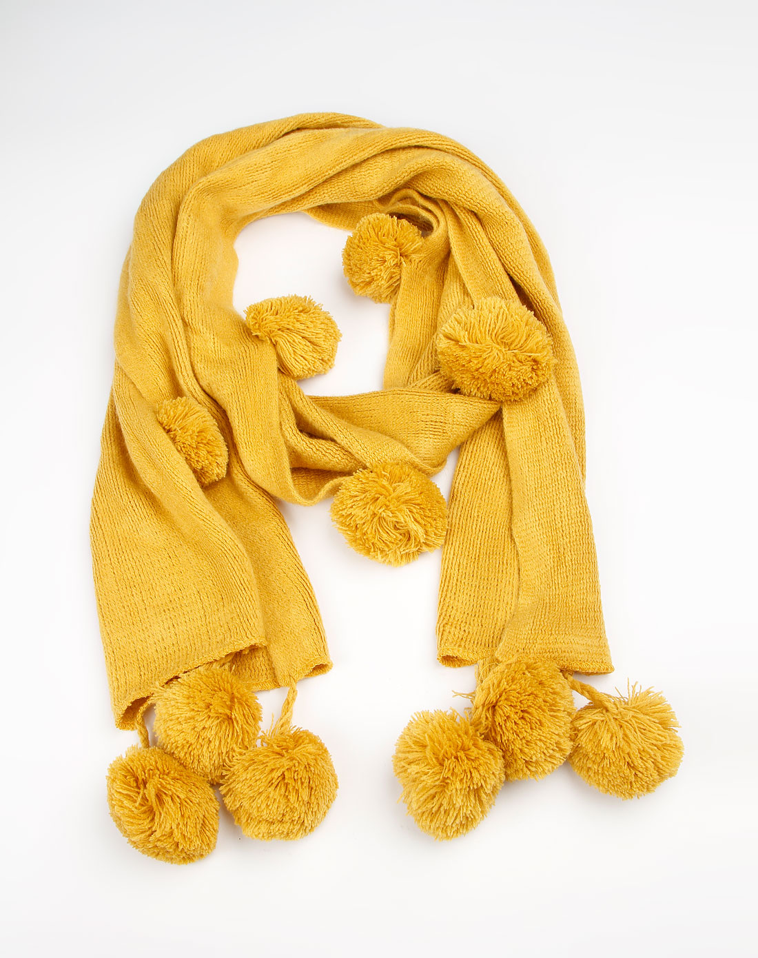 女款黄色毛球时尚围巾