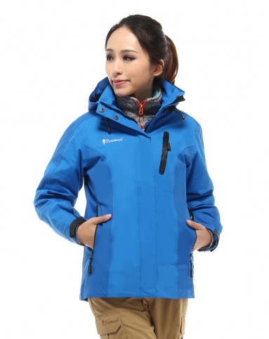 女款蓝色防风防水透气拼色冲锋衣