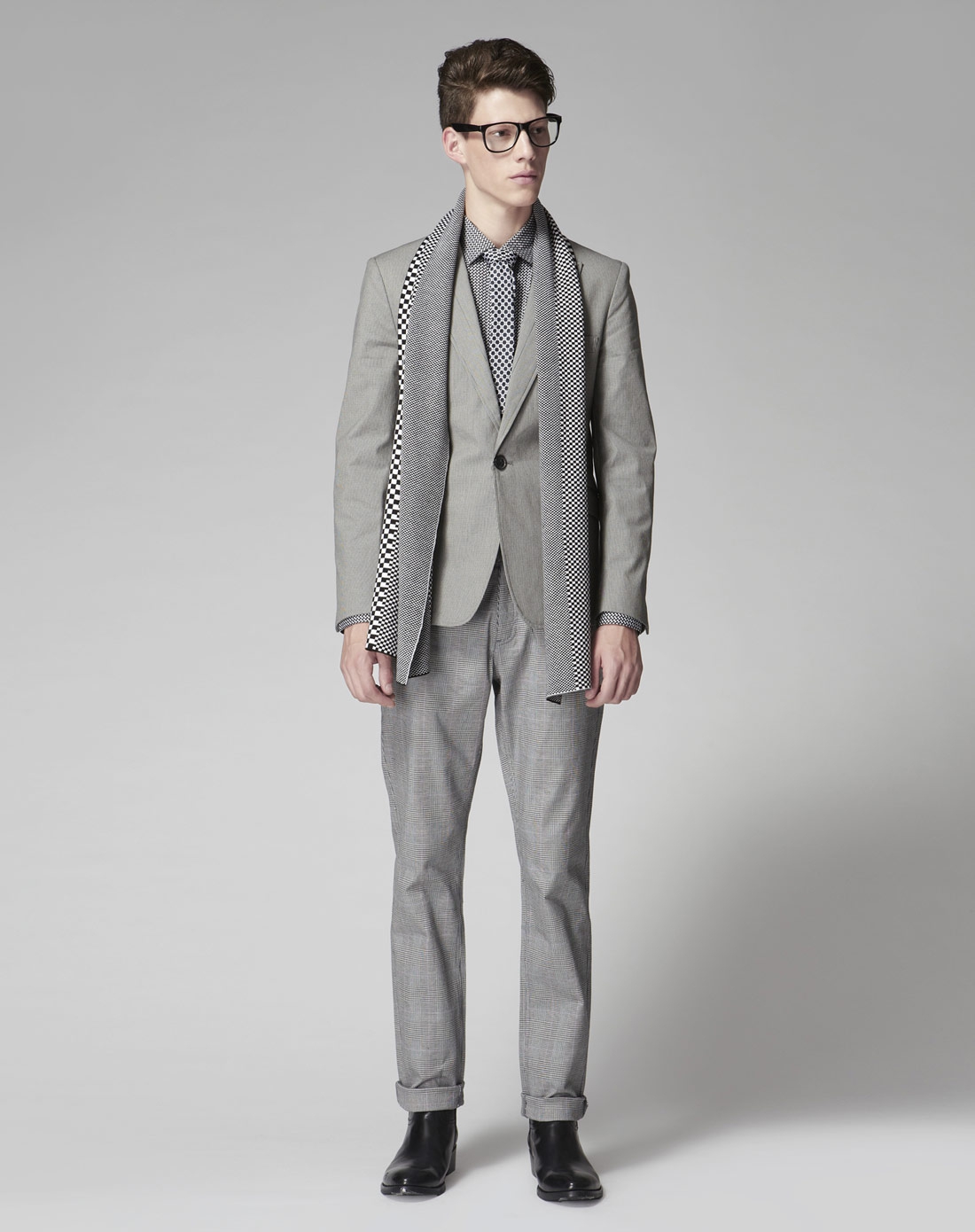 男款黑白格西装外套(上衣)