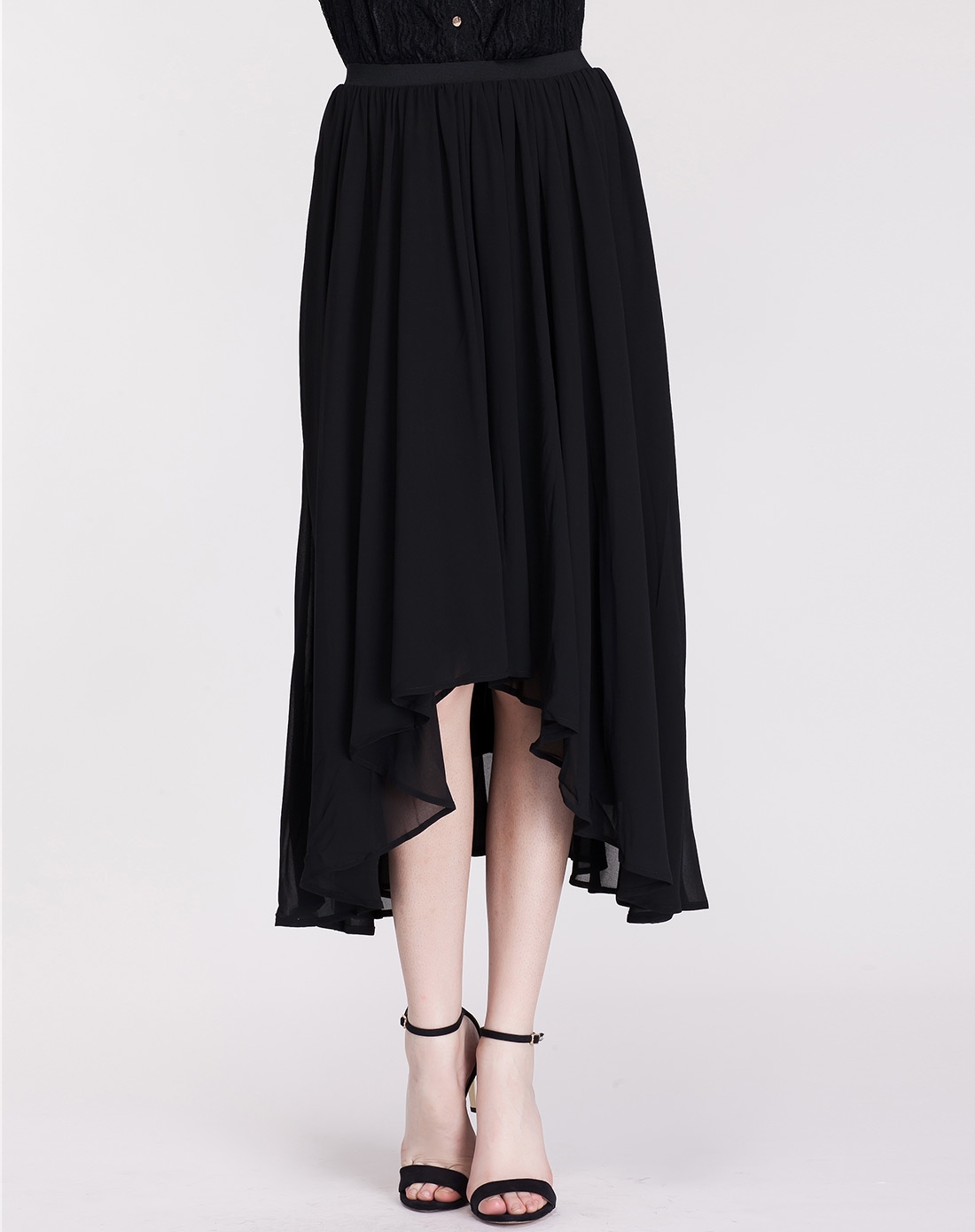 黑色时尚不规则长裙