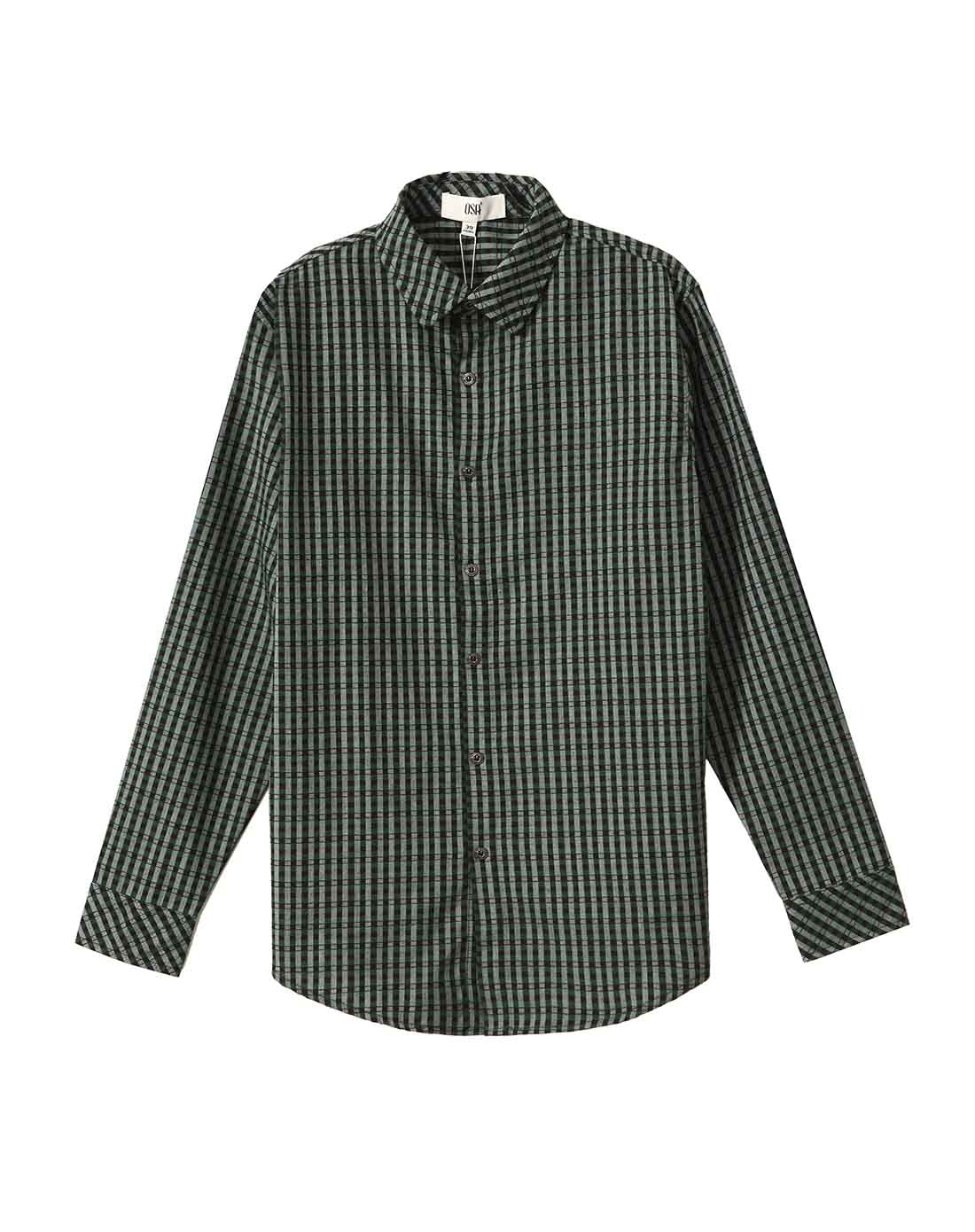 绿色休闲格子衬衫