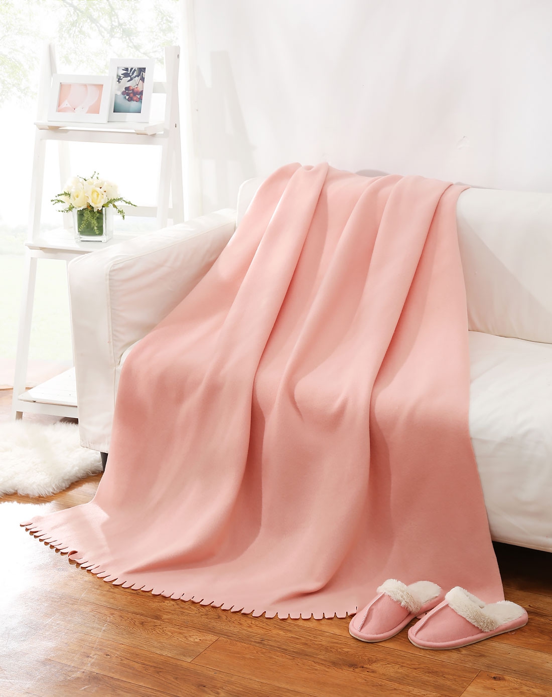 125*150cm炫彩超柔双面绒休闲毯 粉色