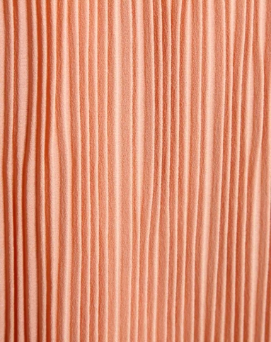 间纹百褶白拼肉粉色无袖连衣裙