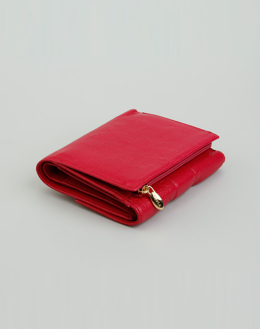 furla 女款玫红色真皮短款时尚钱包