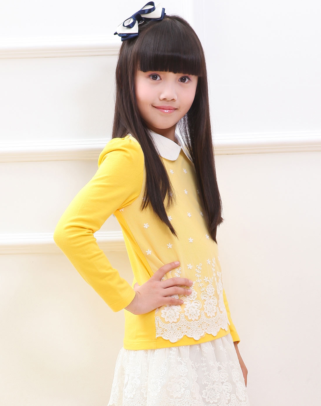 女童黄色长袖t恤-唯品会
