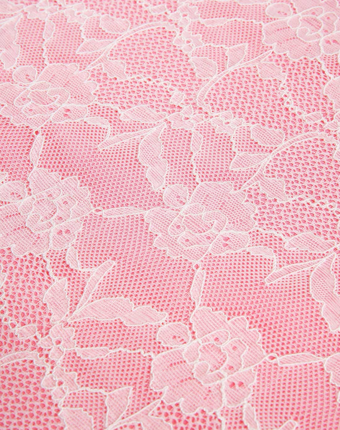 粉红/白色蕾丝面绣花小飞袖针织衫