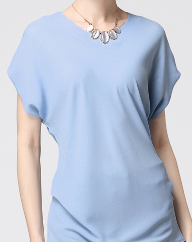 雾蓝色个性简约休闲舒适短袖套头衫