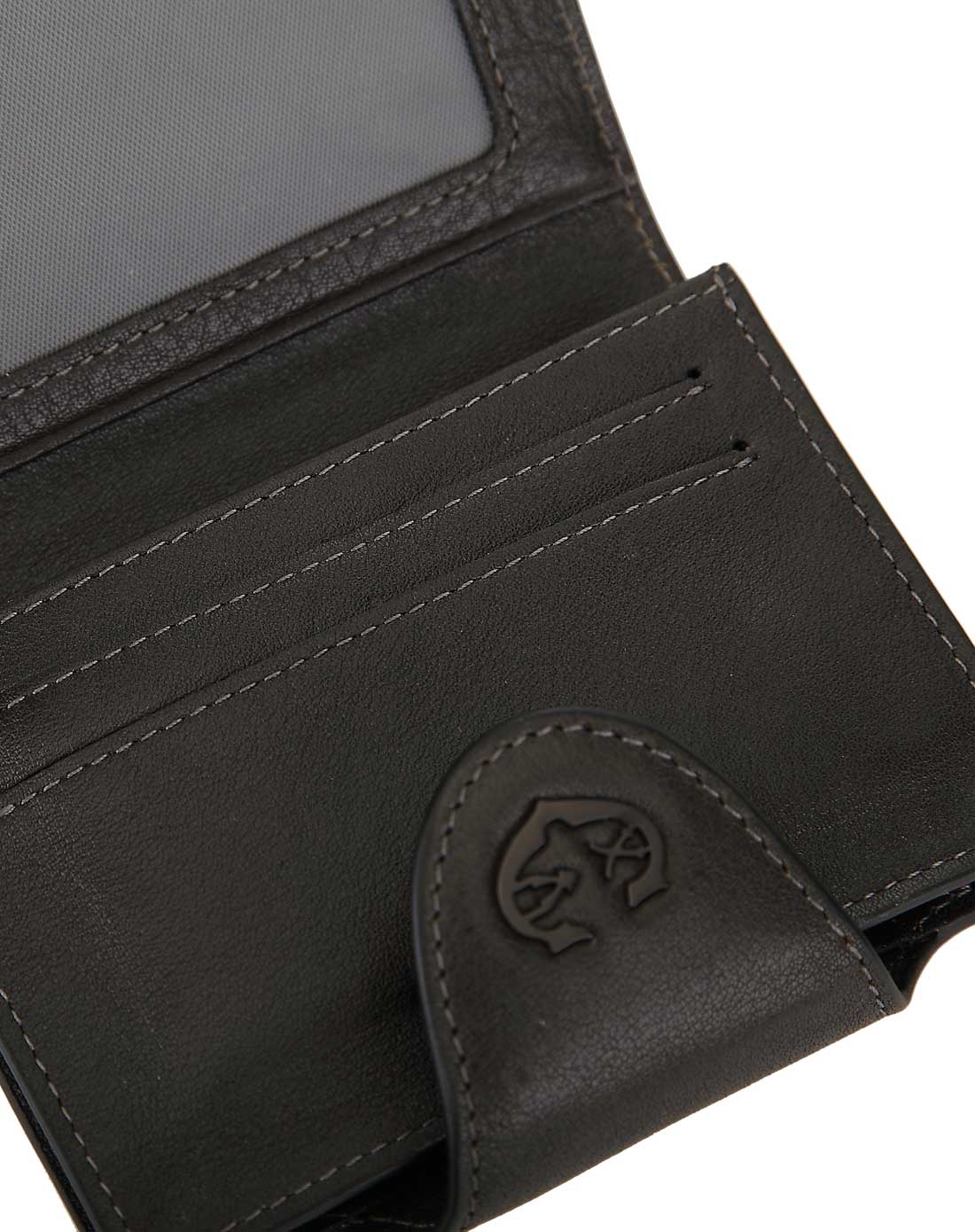 男款灰色牛皮时尚商务搭扣名片夹