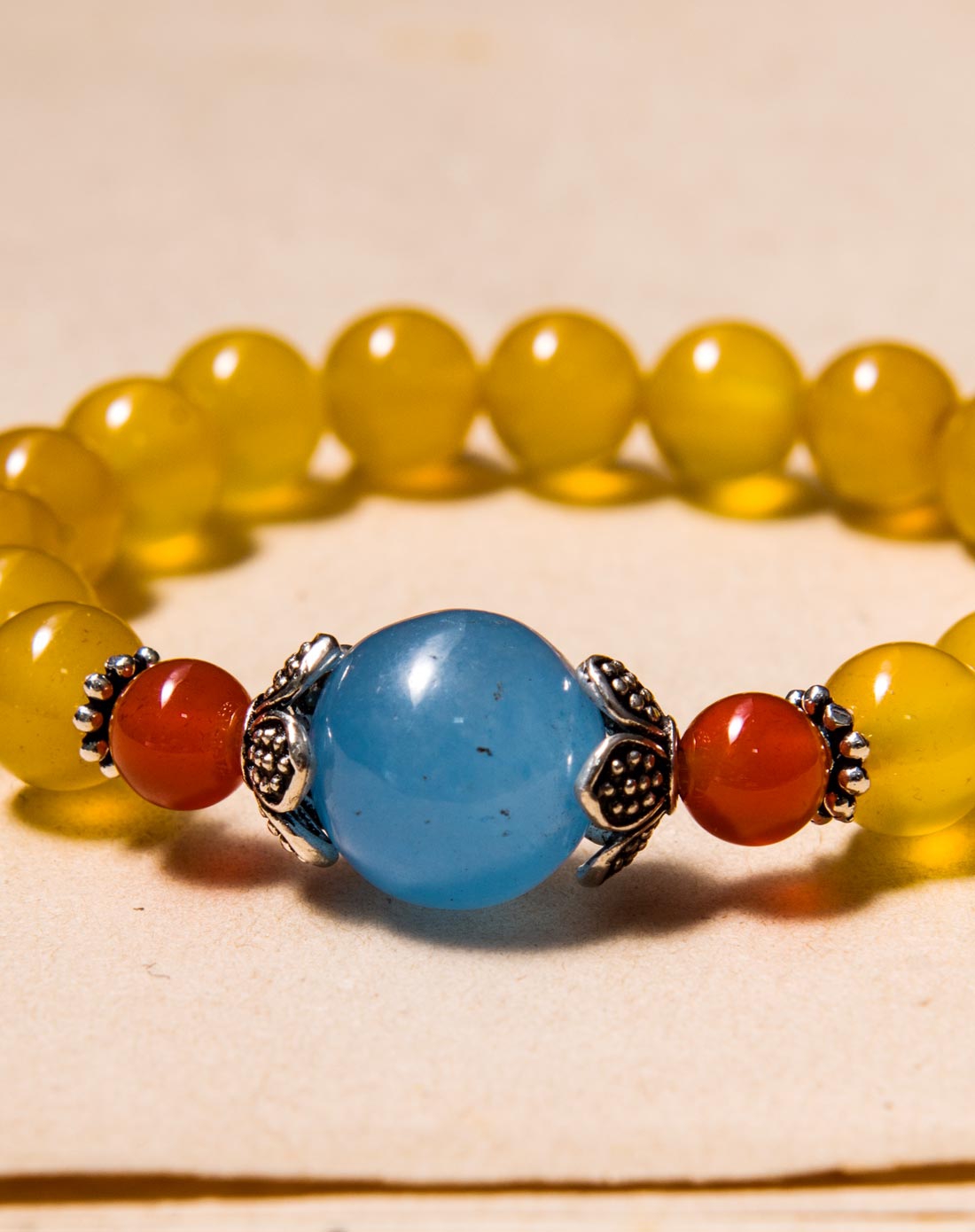 熙-藏式天然黄玛瑙手串