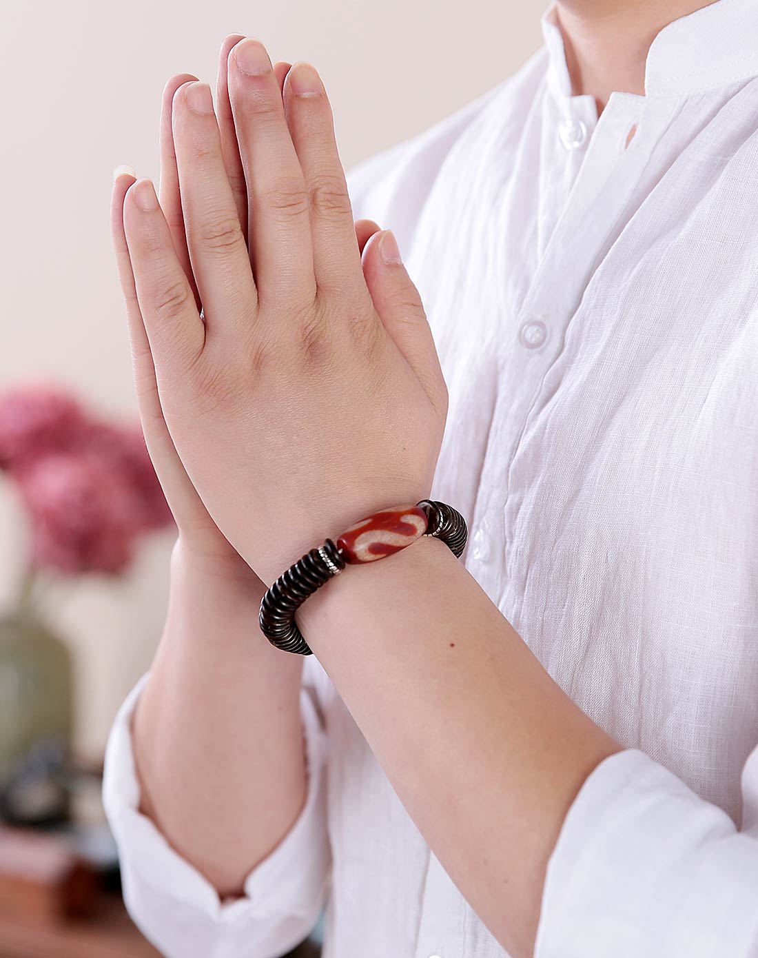 金钱勾-藏式天然极品天珠手串(附证书)