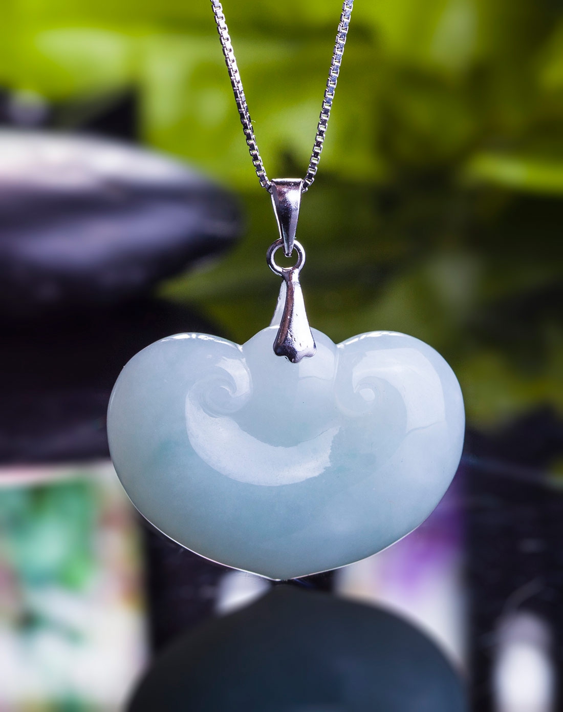 超值豆色糯种如意头天然a货翡翠挂件(附国检证书)