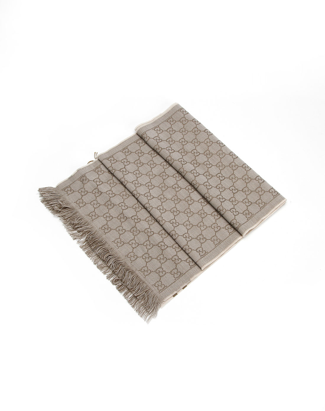 gucci 中性简约风尚印logo尊贵羊毛围巾银灰色