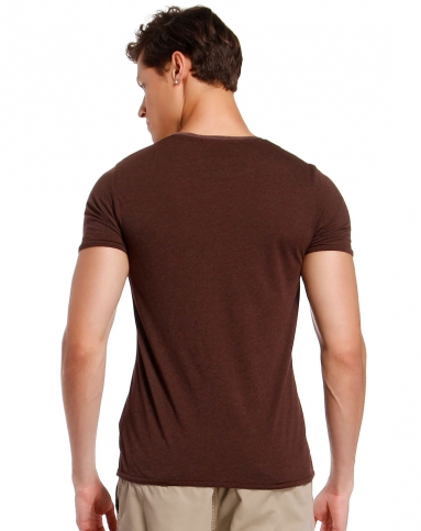 男款活力百搭印图深咖啡色短袖t恤