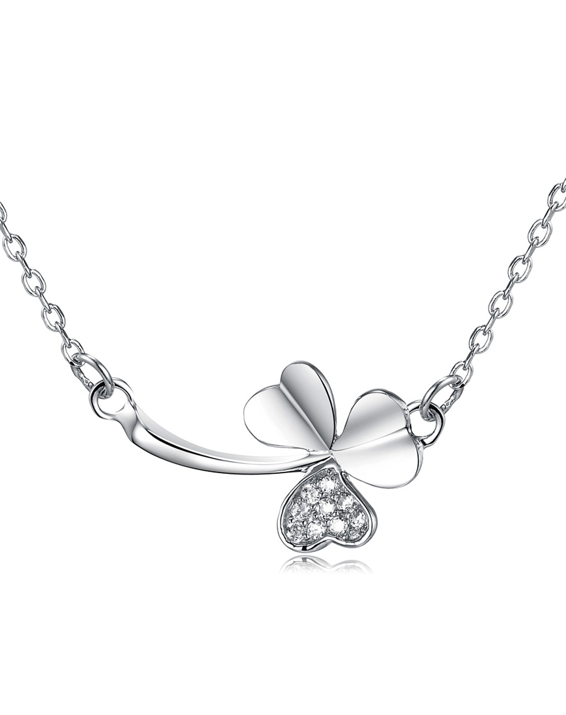 s925纯银锁骨项链幸福三叶草byx025