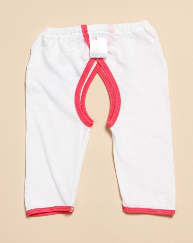 女幼童条纹白底红色开裆裤