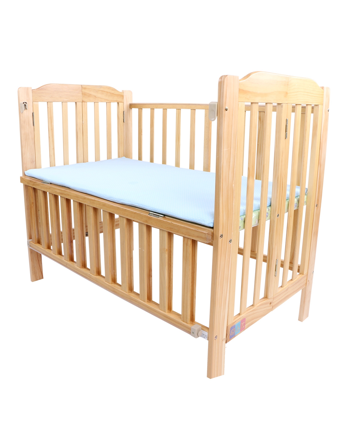 呵宝婴儿床实木可折叠儿童床1018清漆(含摇篮 蚊帐 蚊帐杆,不含床品)