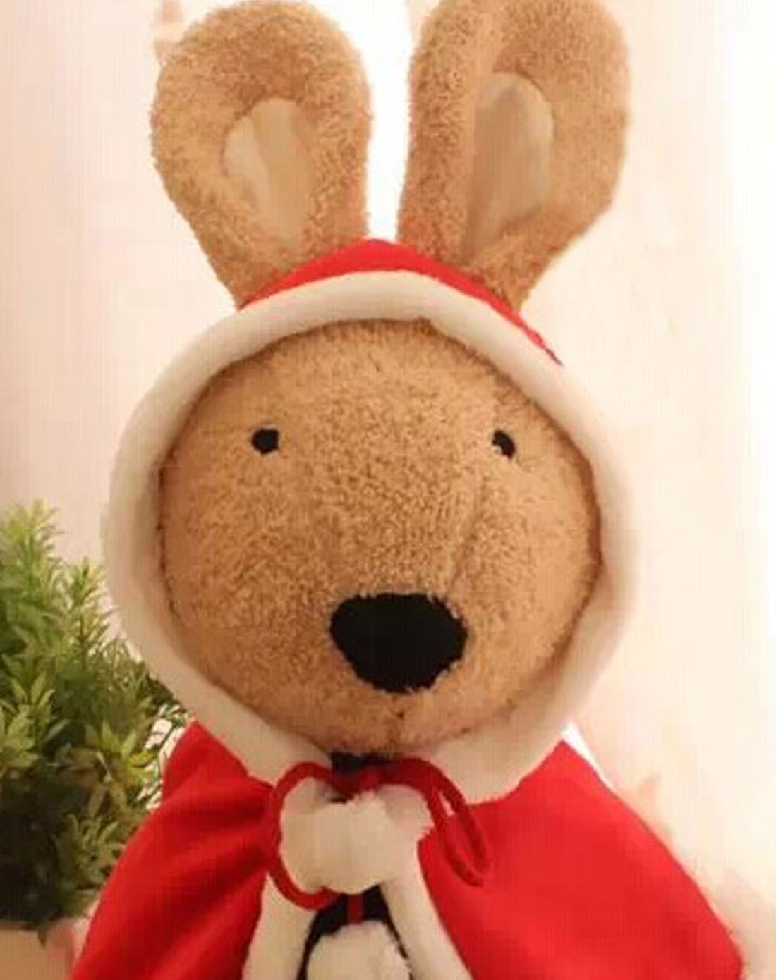 中性红色精品砂糖兔公仔-圣诞棕色45cm