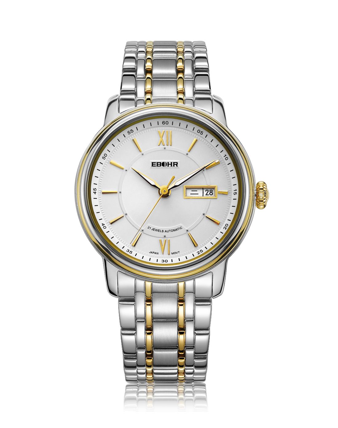 依波都市经典系列全自动机械白面男表