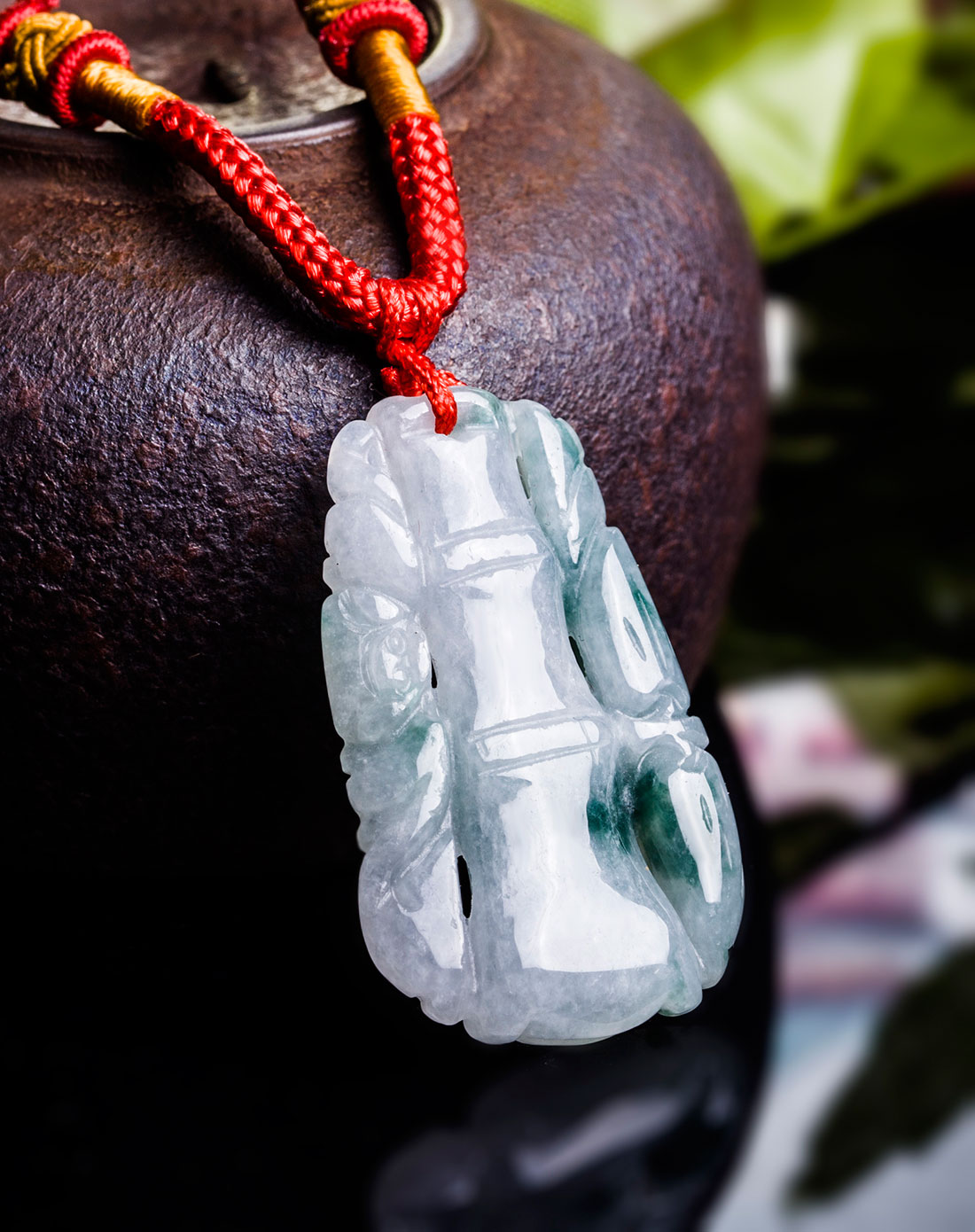 糯种飘花节节高升天然a货翡翠挂件