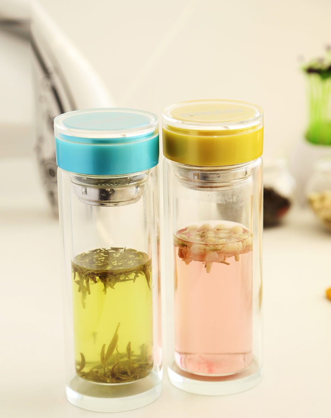 350ml真空双层玻璃杯-青绿色