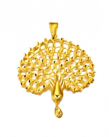 千足黄金吊坠孔雀开屏