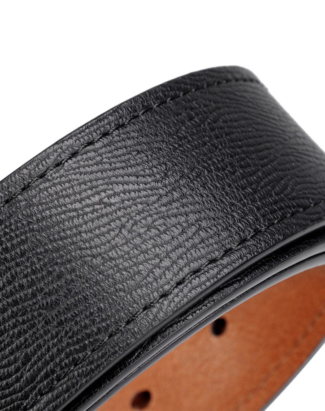 男款黑色牛皮水波纹休闲针扣皮带