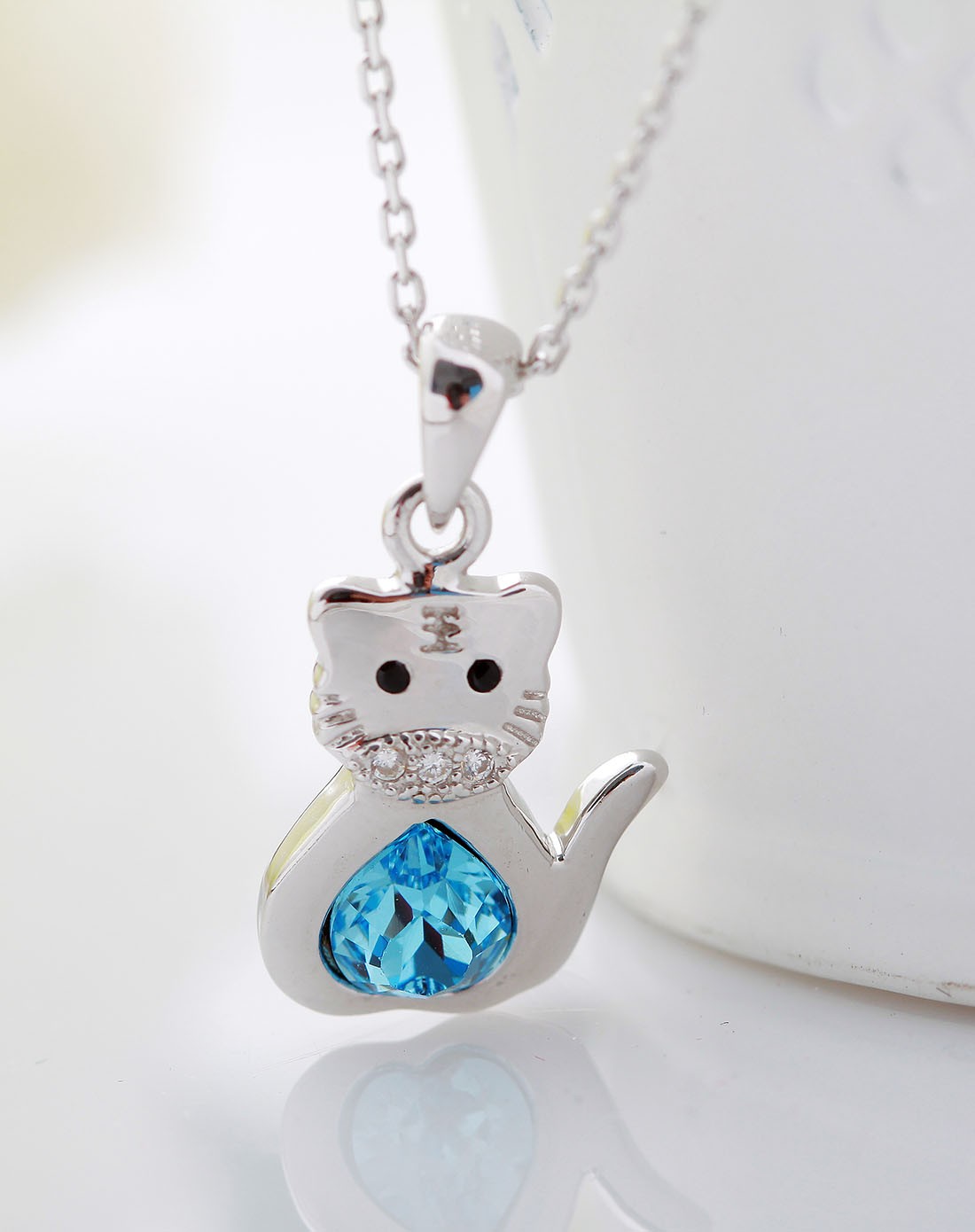 施华洛世奇水晶肖纯银生肖虎项链