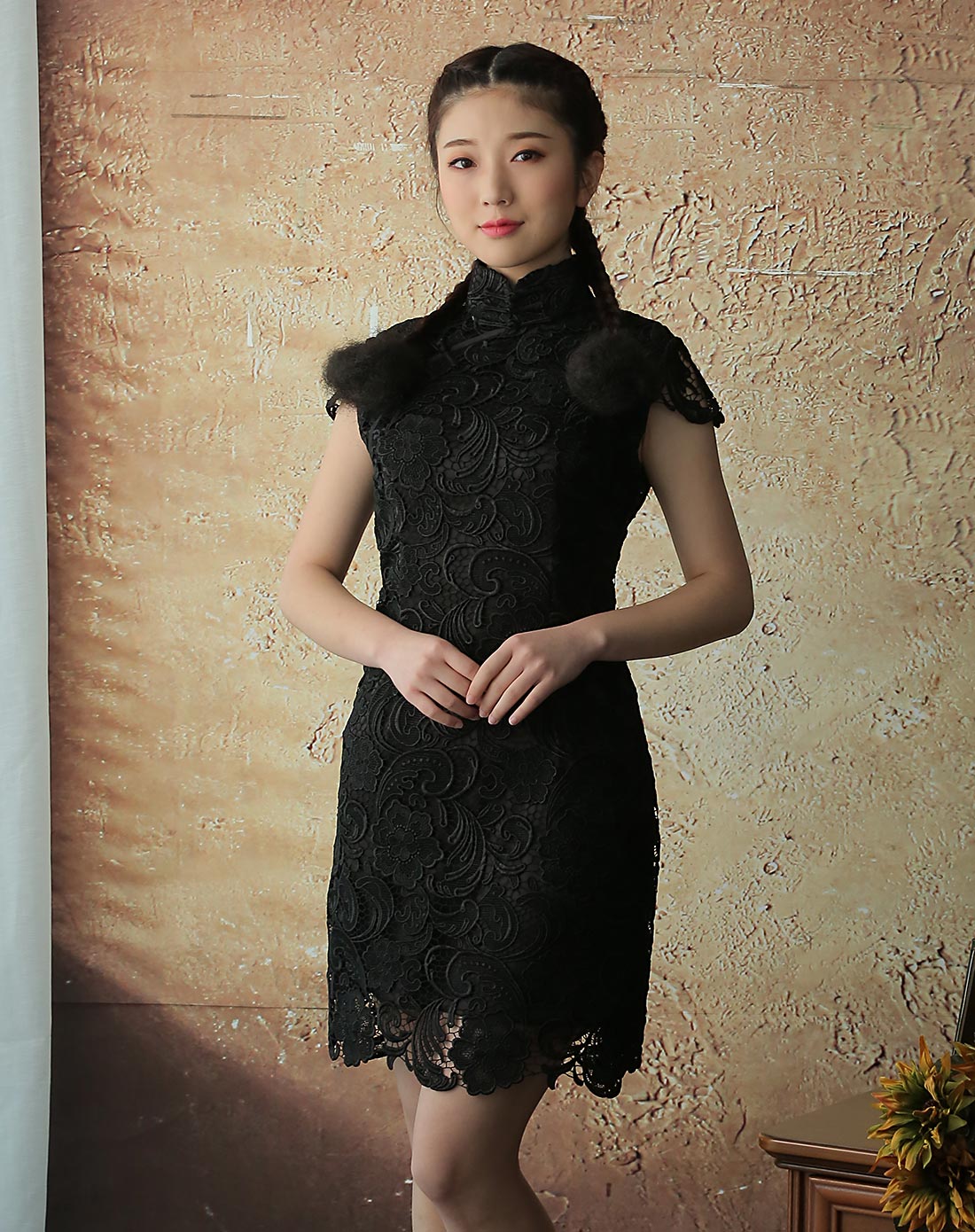 清影 水溶蕾丝旗袍裙