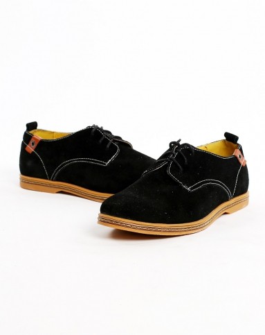 查理chali 黑色商务系带男士真皮休闲鞋