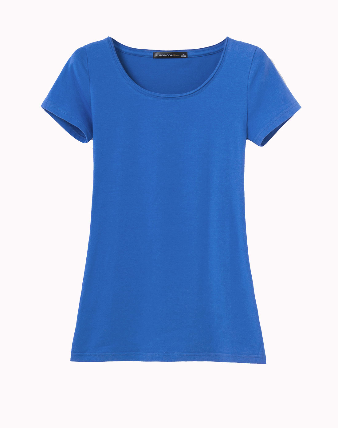 宝蓝色修身圆领短袖t恤