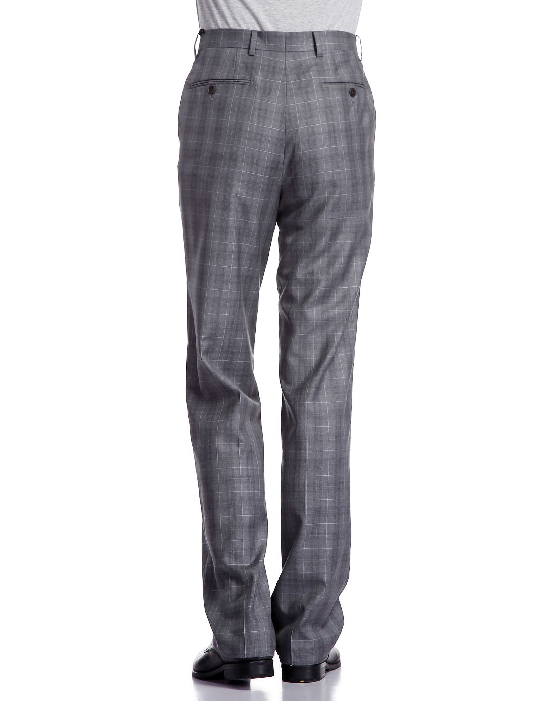 银灰色帅气韩版格纹长西裤