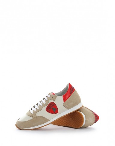 意大利进口lamborghini灰配红牛皮泡沫轻底运动鞋