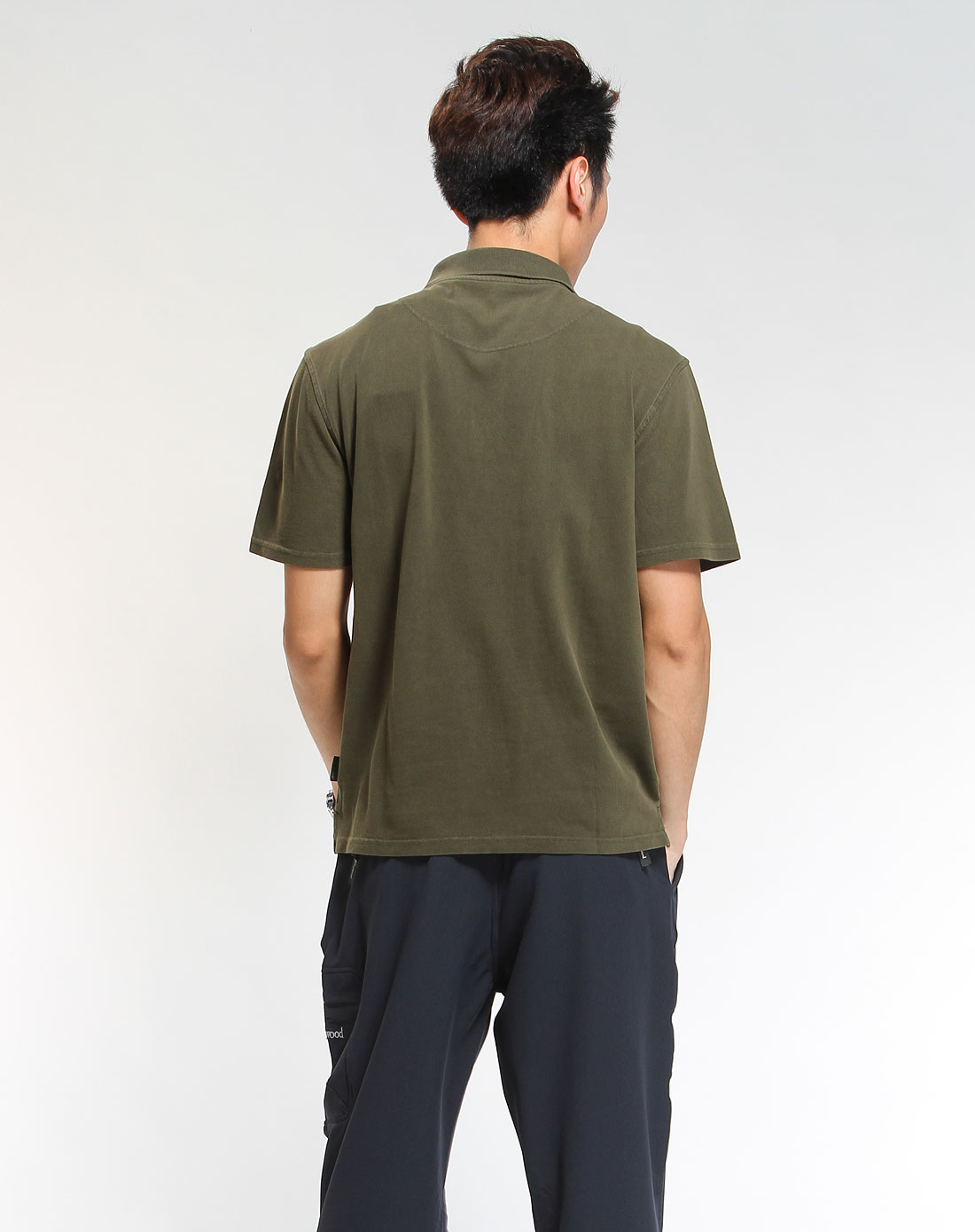 深橄榄色时尚短袖polo衫-唯品会
