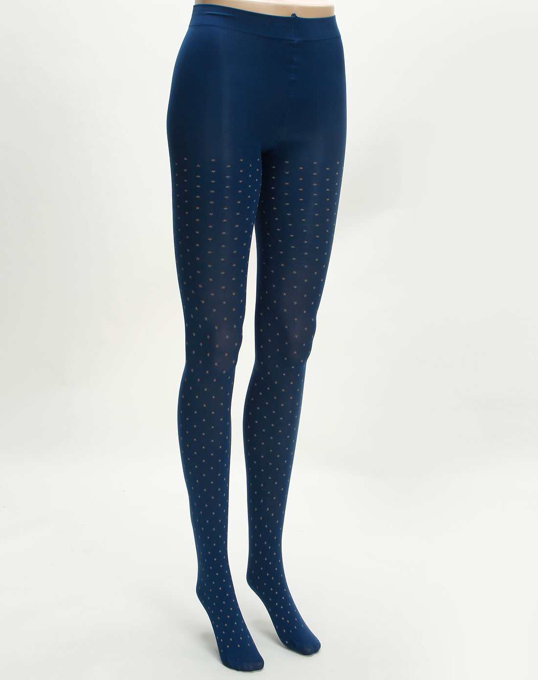 女款蓝色时尚中厚款提花连裤袜