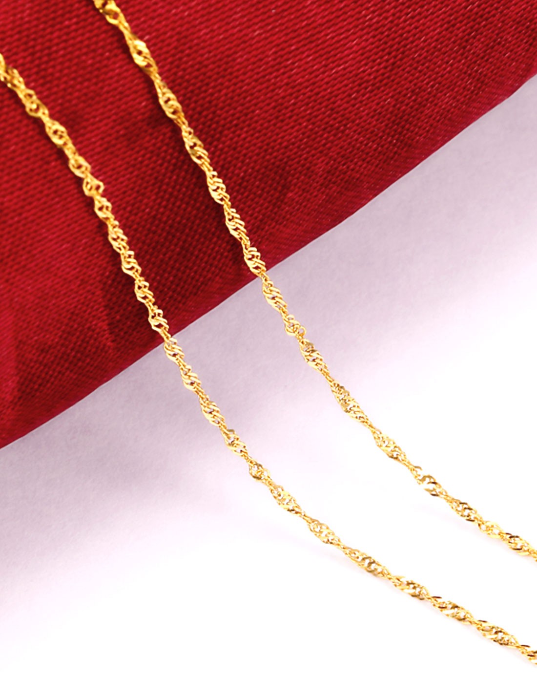 18k黄水波纹项链