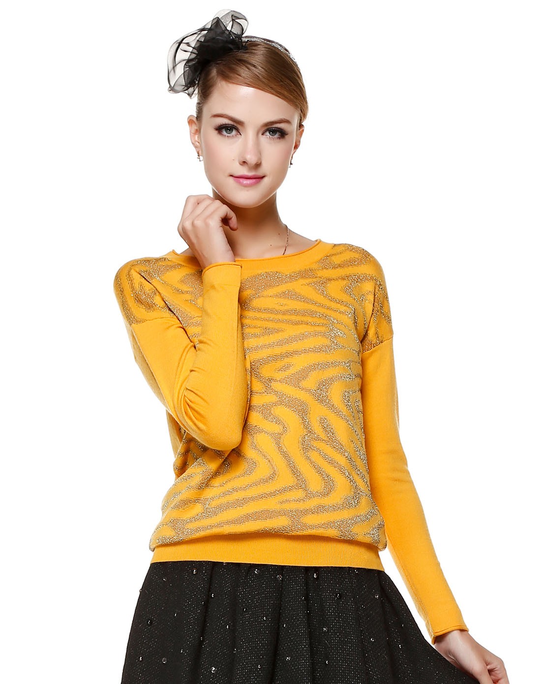 alla scala深黄色舒适时尚长袖针织衫