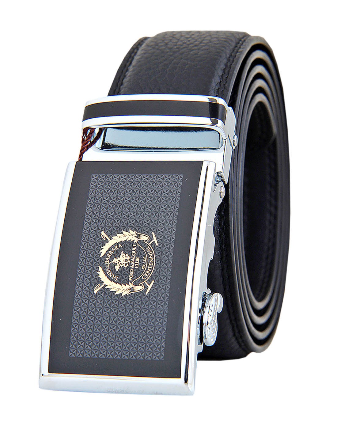 男士黑色压纹牛皮经典系列自动扣腰带