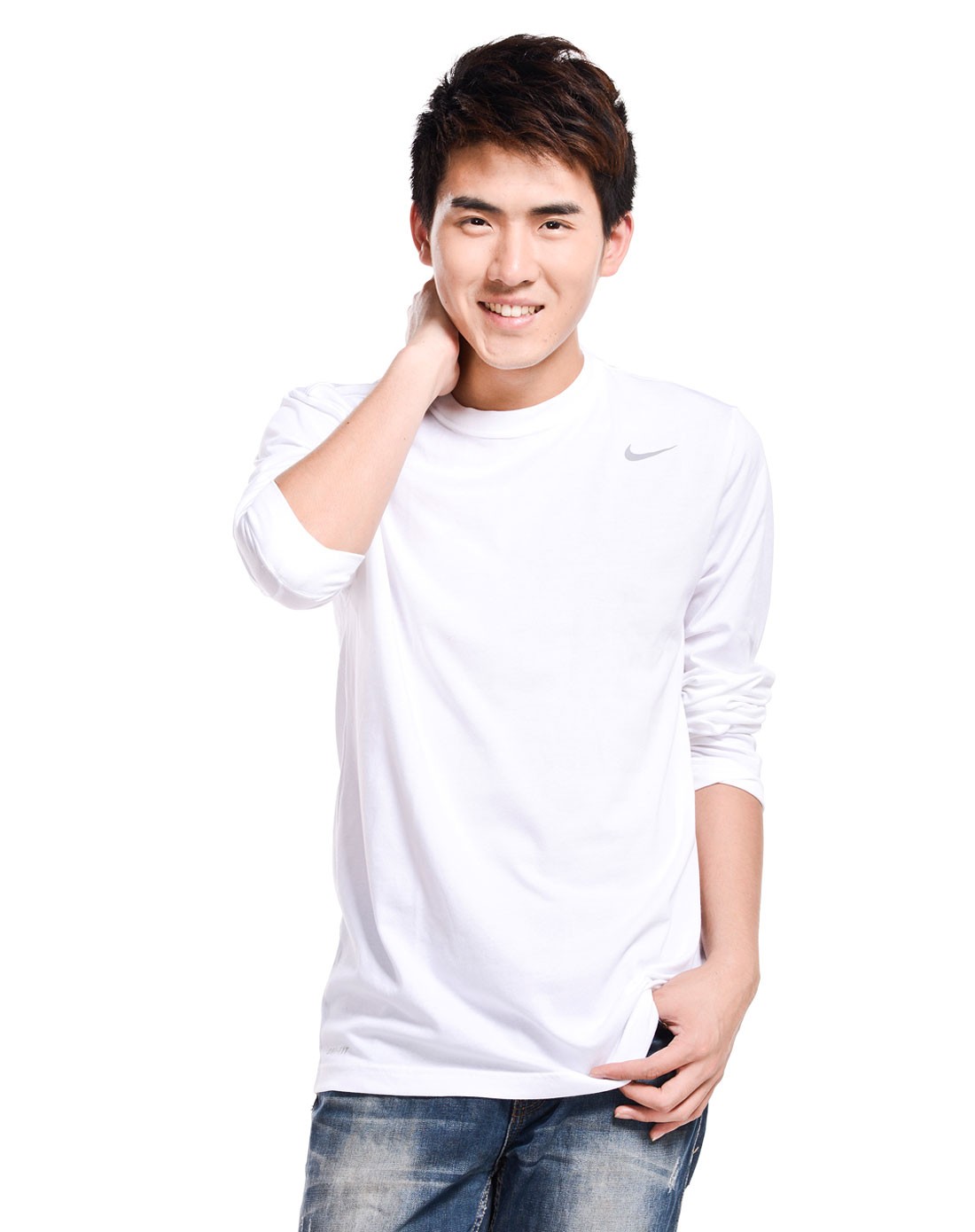 男款白色训练系列长袖t恤