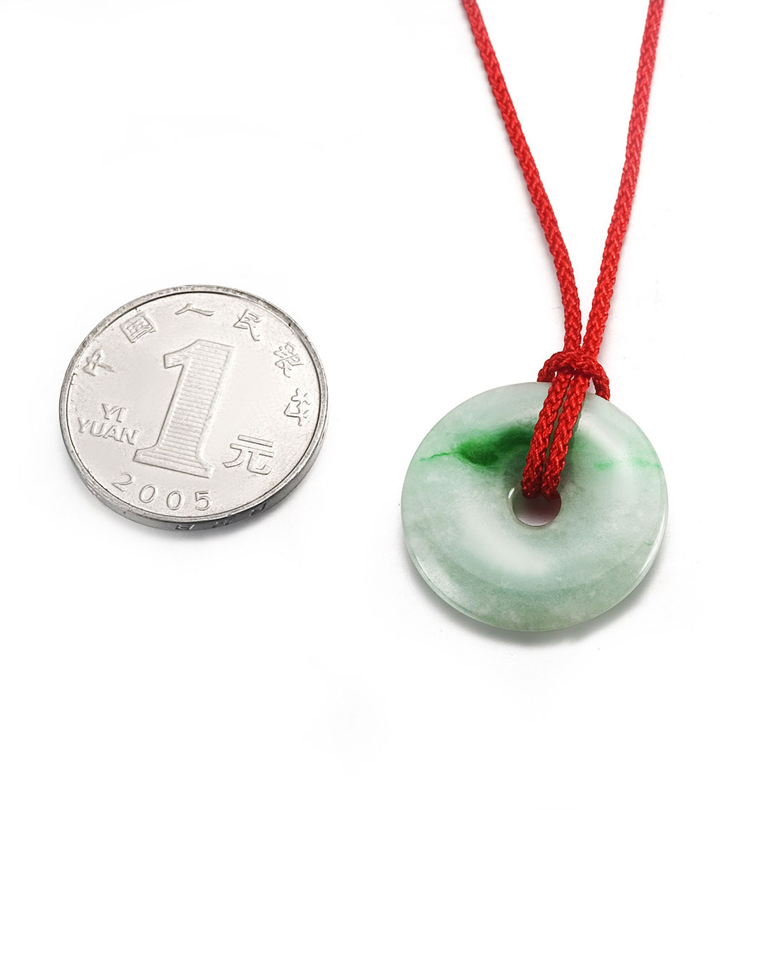 a货翡翠白底青平安扣挂件