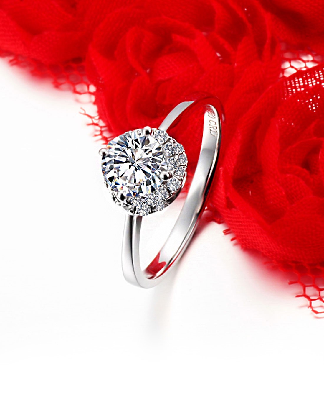 18k金钻石戒指克拉豪华群镶钻戒爱恋30分