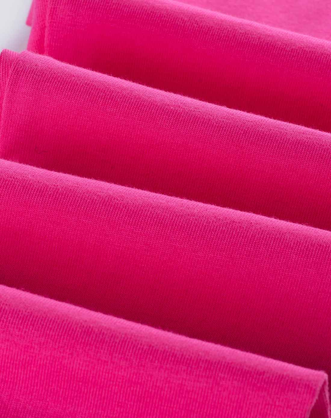 女童玫红纯色纯棉打底裤